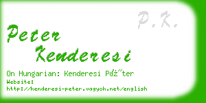 peter kenderesi business card